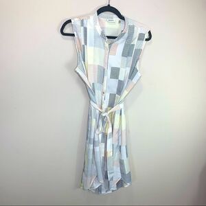 DKNYC tunic dress button up tie waist
